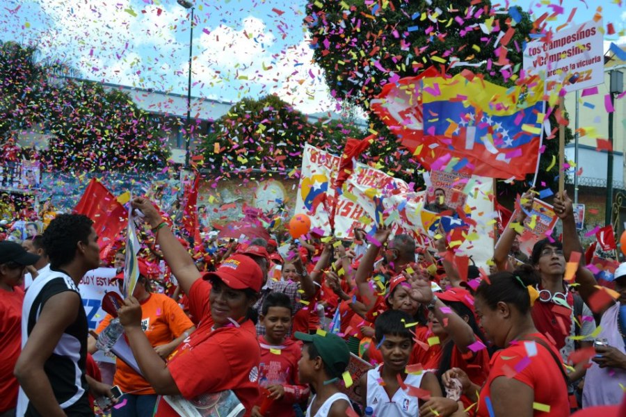Chavez supporters rallying in Caracas in the lead up to the October 2012 presidential elections.